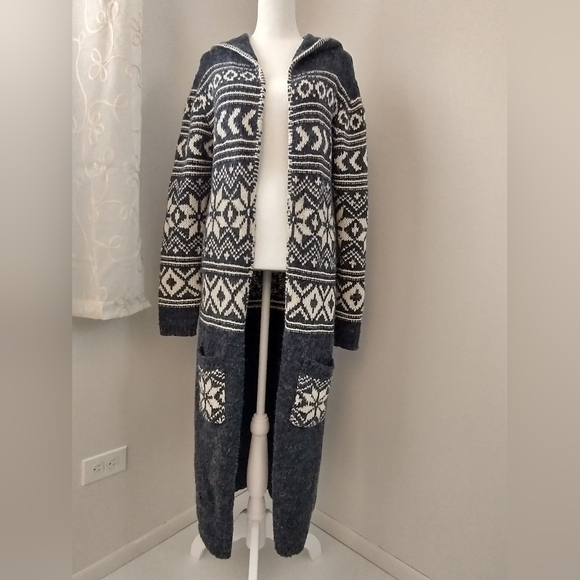 Talisman Sweaters - Sundance Talisman long hooded fairisle cardigan sweater M